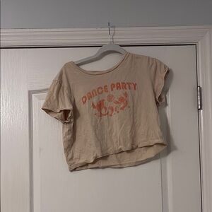 CropTop  Dance Party Graphic Tee - Cream